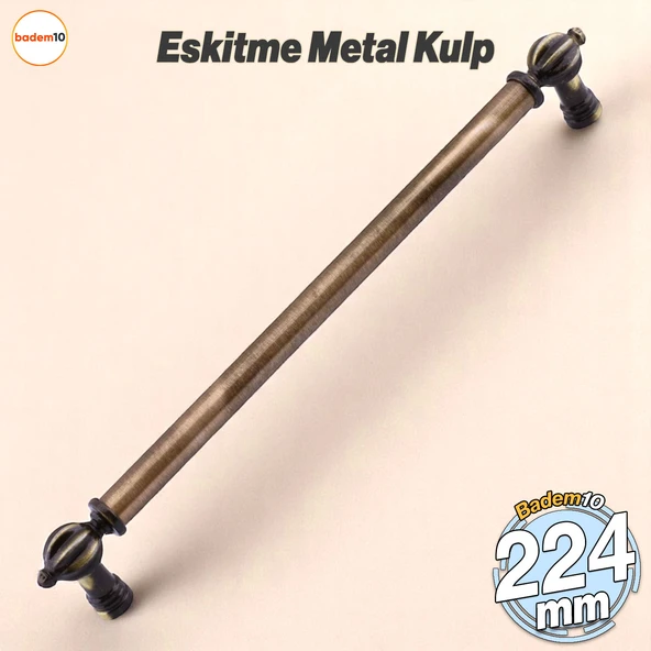Defne Metal Eskitme Antik Sarı Kulp 224 mm Mobilya Çekmece Mutfak Dolabı Dolap Kulpları Kulb Kulpu ürün görseli 1