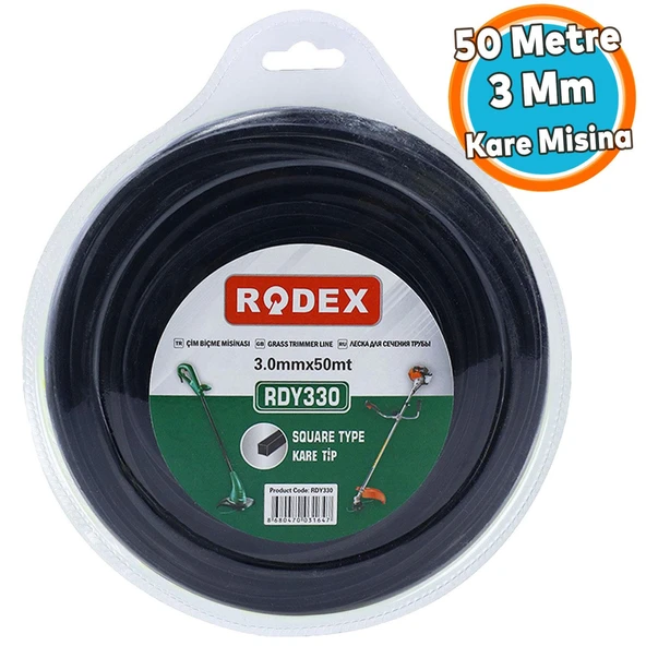 Misina Motorlu Tırpan Kare Misina 3 mm 50 Metre Çim Ot Biçme Teli RDY330 ürün görseli 1