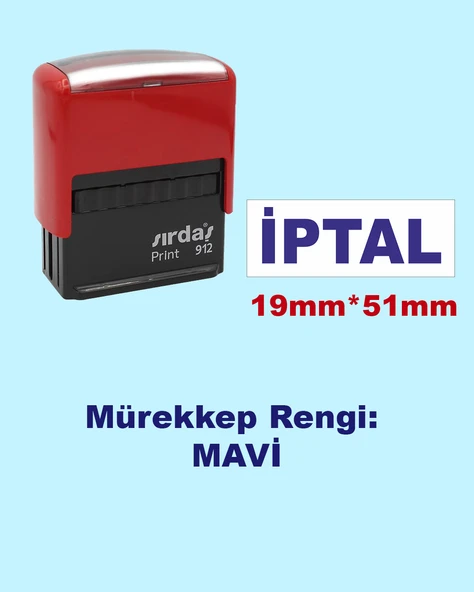 İptal Kaşesi, 912 (51mmx19mm) Mavi Keçeli Otomatik Kaşe ürün görseli 1