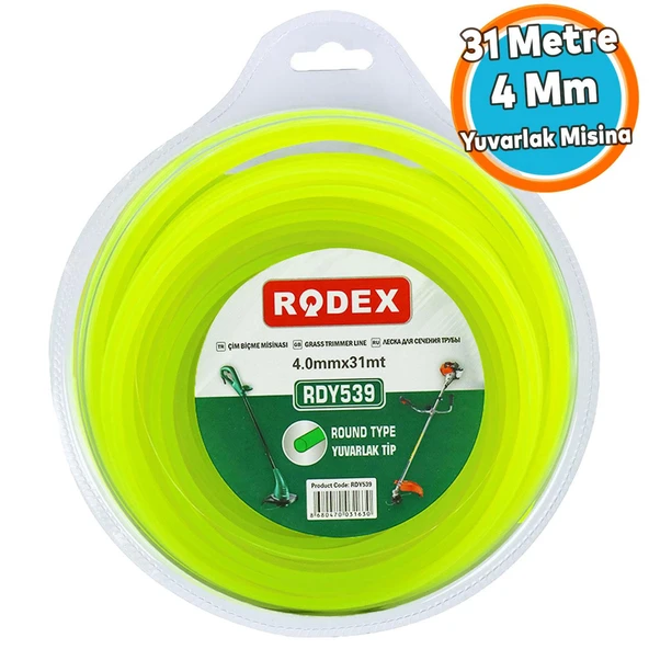 Misina Motorlu Tırpan Yuvarlak Misina 4 mm 31 Metre Çim Ot Biçme Teli RDY539 ürün görseli 1