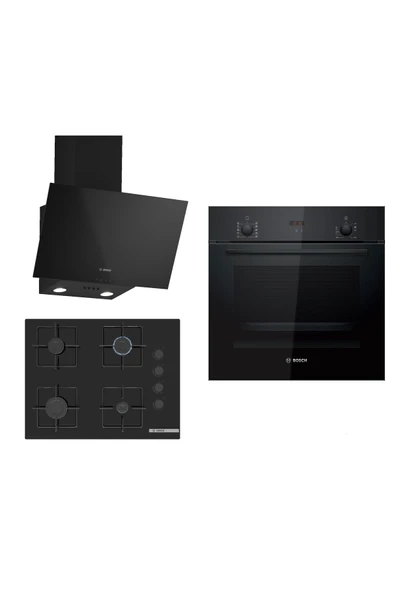 Bosch Siyah 3Lü Ankastre Set 317( HBF512BB1T - POP7C6P30O - DWK63PJ60T ( 61T ) ) 67 cm Ocak ürün görseli 1