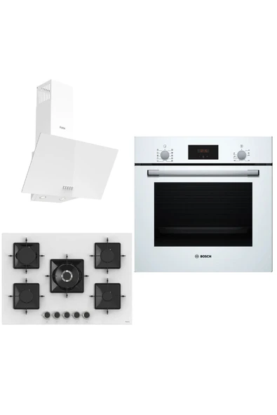 Bosch & Ferre Large Whiteline 3 lü Ankastre Set ( HBF512BW1T - SS036 - D087 ) 75 cm Ocak ürün görseli 1