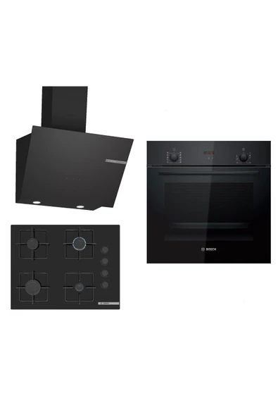 Bosch Siyah 3Lü Ankastre Set 319( HBF512BB1T - POP7C6P30O - DWK66PJ60T ) 67 cm Ocak ürün görseli 1