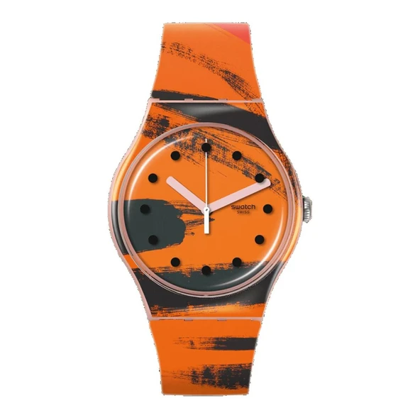 SUOZ362 Swatch Barns-Graham's Orange and Red on Pink Unisex Kol Saati ürün görseli 1