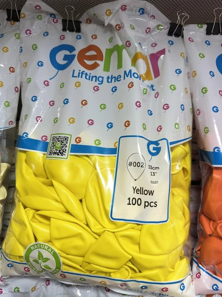Gemar Doğum Günü Organizasyon Parti Balon - 33 Cm. - Sarı Renk - 100 Adet ürün görseli 1