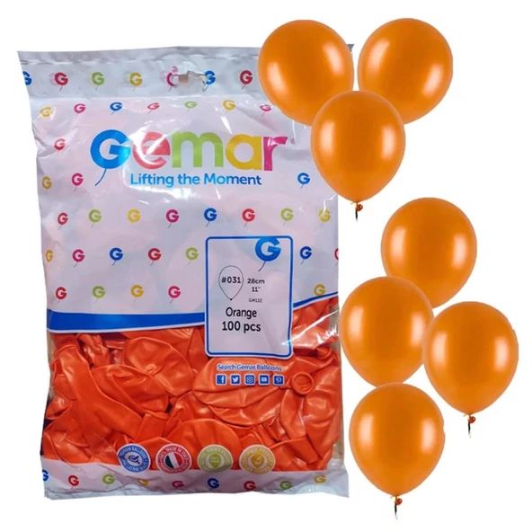 Gemar Doğum Günü Organizasyon Parti Balon - 33 Cm. - Turuncu Renk - 100 Adet ürün görseli 1