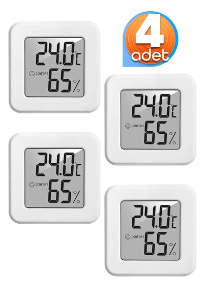 4 Adet Mini Sıcaklık Nem Ölçer LCD Ekran Oda Termometre Duvara Takılabilen Masaüstü Higrometre Beyaz ürün görseli 1