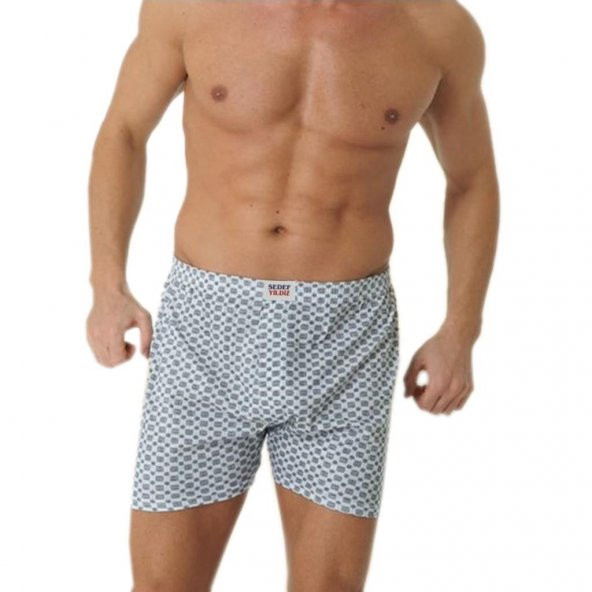 Sedef Yıldızı Erkek Büyük Beden Penye Desenli Boxer 1012 ürün görseli 1