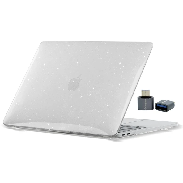 MacBook Air 13 M1 Yıldız Desenli Simli Şeffaf Sert Kapak Kılıf İnce Hafif Koruma A2337 A2179 A1932 ürün görseli 1