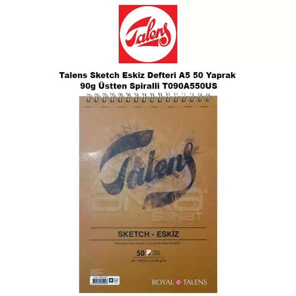 Talens Sketch Eskiz Defteri A5 50 Yaprak 90g Üstten Spiralli T090A550US ürün görseli 1