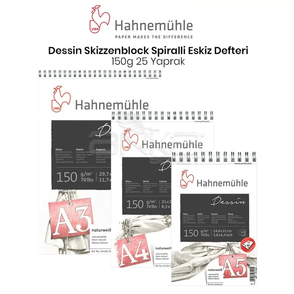 Hahnemühle Dessin Skizzenblock Spiralli Eskiz Defteri 150g 25 Yaprak ürün görseli 1
