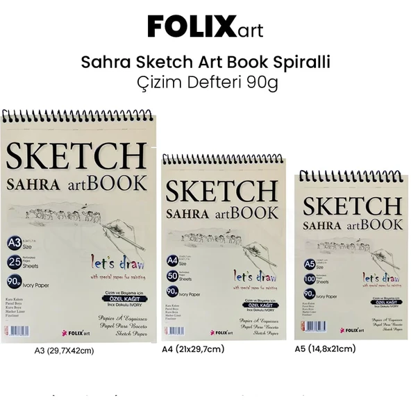 Folix Art Sahra Sketch Book Spiralli Çizim Defteri 90g 50 YP ürün görseli 1