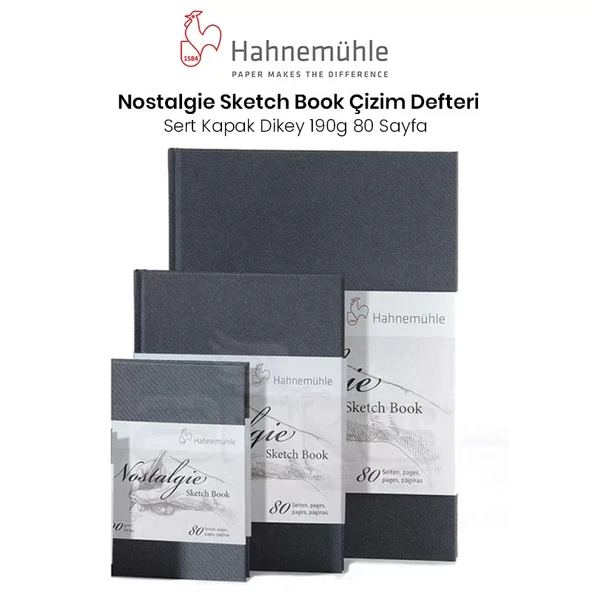 Hahnemühle Nostalgie Sketch Book Çizim Defteri Sert Kapak Dikey 190g 80 Yaprak ürün görseli 1