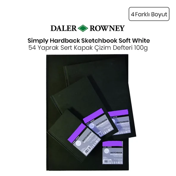 Daler Rowney Simply Hardback Sketchbook Soft White Sert Kapak Çizim Defteri 54 Yaprak 100g ürün görseli 1