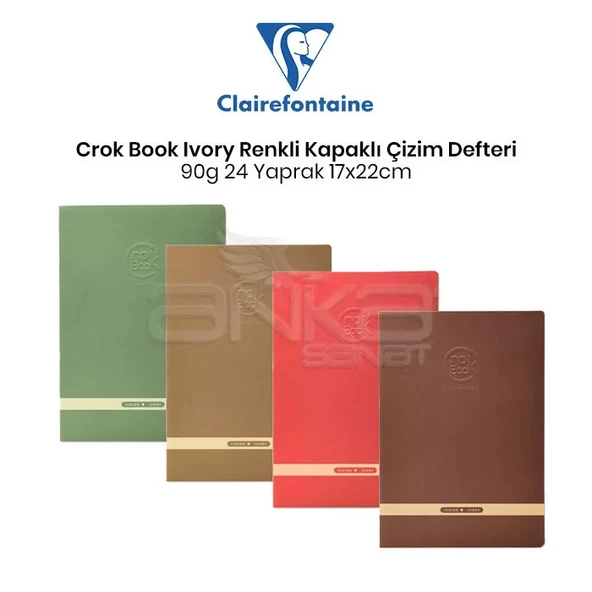 Clairefontaine Crok Book Ivory Renkli Kapak Çizim Defteri 90g 24 Yaprak 17x22cm ürün görseli 1
