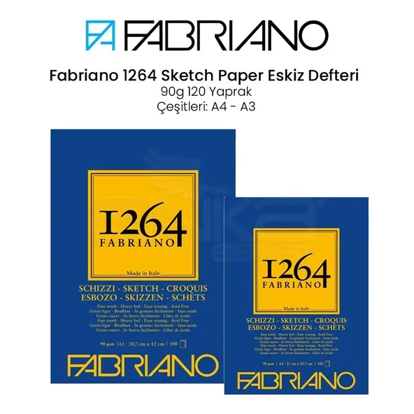 Fabriano 1264 Sketch Paper Eskiz Defteri 90g 100 Yaprak ürün görseli 1