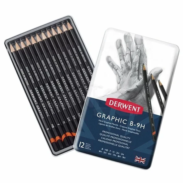Derwent Graphic Dereceli Kalem 12li Hard Set ürün görseli 1