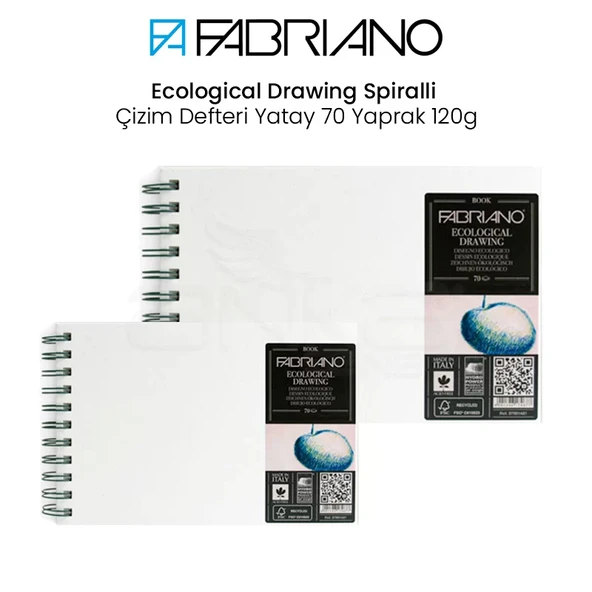 Fabriano Ecological Drawing Spiralli Çizim Defteri Yatay 70 Yaprak 120g ürün görseli 1