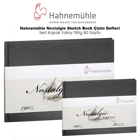 Hahnemühle Nostalgie Sketch Book Çizim Defteri Sert Kapak Yatay 190g 80 Yaprak ürün görseli 1