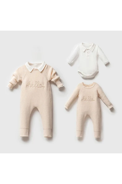 Nipperland UNISEX HELLO NAKIŞLI BODY TULUM TAKIM ürün görseli 1