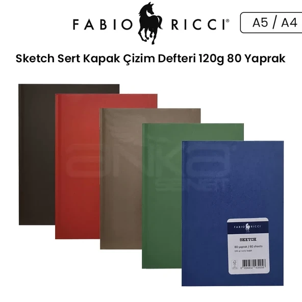 Fabio Ricci Sketch Sert Kapak Çizim Defteri 120g 80 Yaprak ürün görseli 1