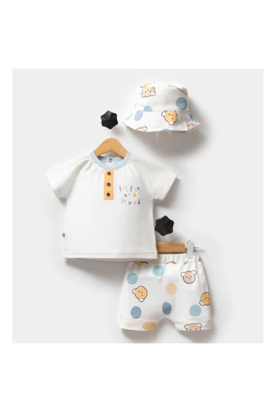 Hippıl Baby ERKEK BEBEK ŞAPKALI ŞORTLU YAZLIK TAKIM ürün görseli 1