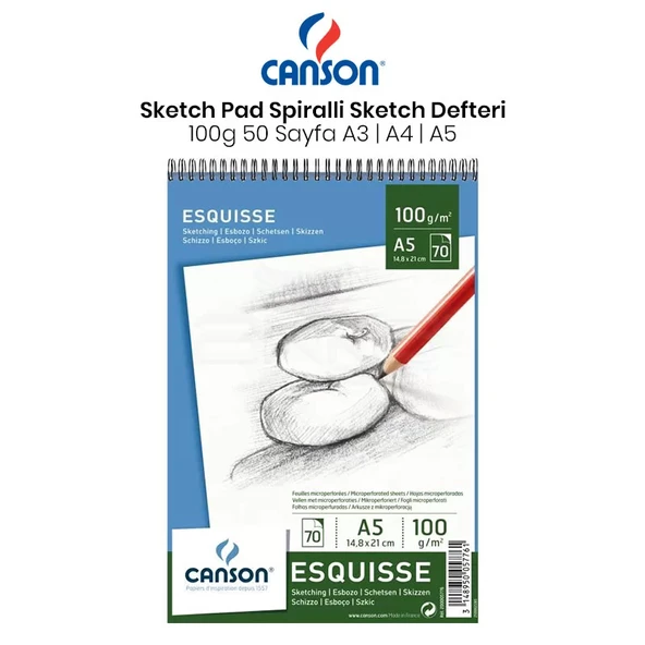 Canson Sketch Pad Spiralli Sketch Defteri 100g ürün görseli 1