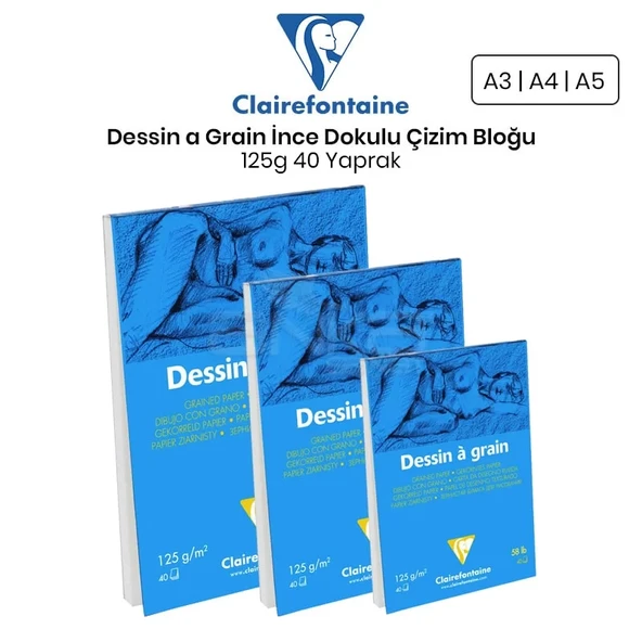 Clairefontaine Dessin a Grain İnce Dokulu Çizim Bloğu 125g 40 Yaprak ürün görseli 1