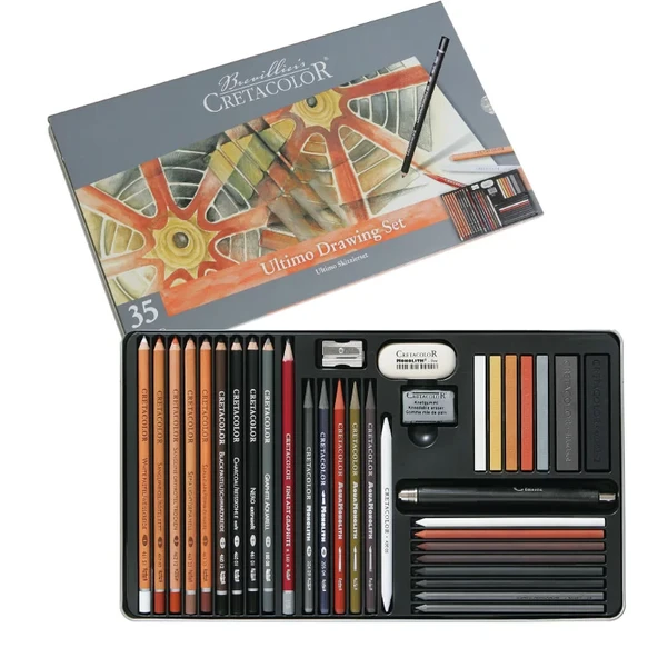 Cretacolor Ultimo Drawing Set Premium Çizim Seti Metal Kutu 35li 40057 ürün görseli 1