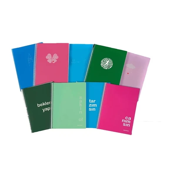 MOPAK SPİRALLİ PLASTİK KAPAK DEFTER A4 ÇİZGİLİ 60 YAPRAK NEON ürün görseli 1