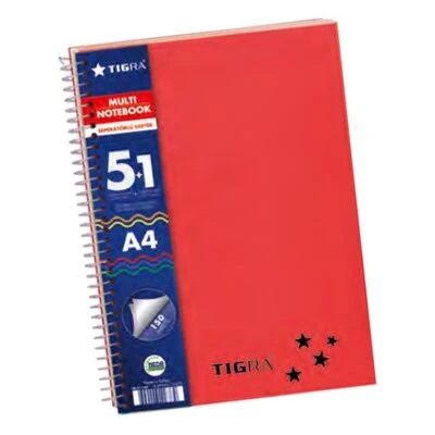 TİGRA TD-51150 SPİRALLİ DEFTER A4 5+1 BÖLME 150 YAPRAK ürün görseli 1