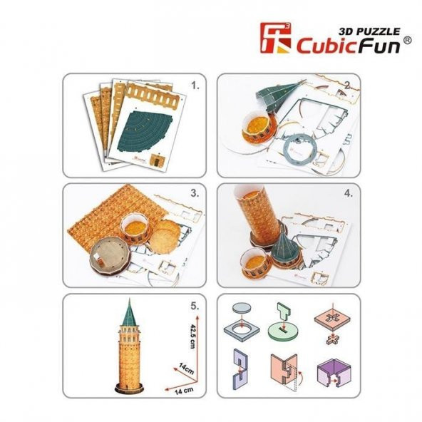 Cubic Fun 3D 17 Parça Puzzle Galata Kulesi - Resim 3