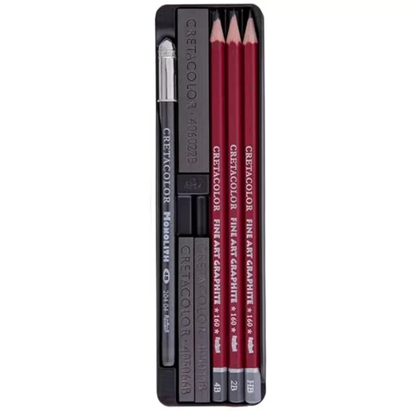 Cretacolor Graphite Eskiz Seti 9lu Metal Kutu 16029 - Resim 2