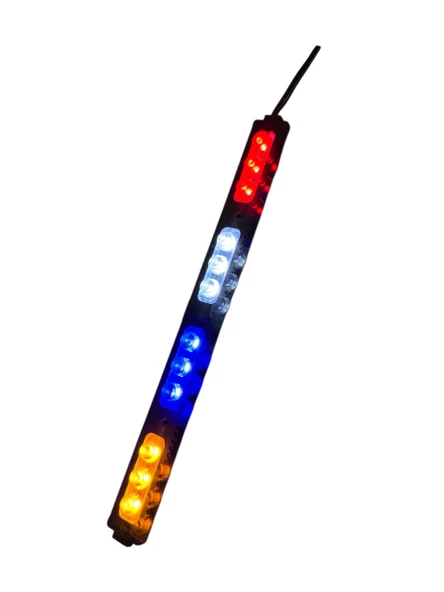 Polis Çakar IP65 2835SMD Kırmızı Mavi Sarı Beyaz Flaş Strobe Işıklar Aydınlatma oto araba motor 200LM LED DC 12V 12W 12 Göz Led 4 renk 203x19MM ürün görseli 1