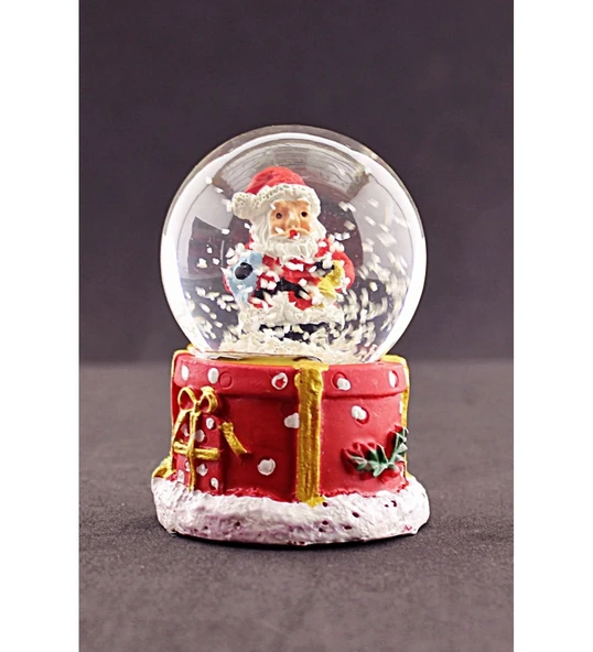 Dekoratif Kabartmalı Noel Baba Yılbaşı Hediye Temalı Noel Baba Mini Boy Işıklı Kar Küresi 6,5 cm ürün görseli 1