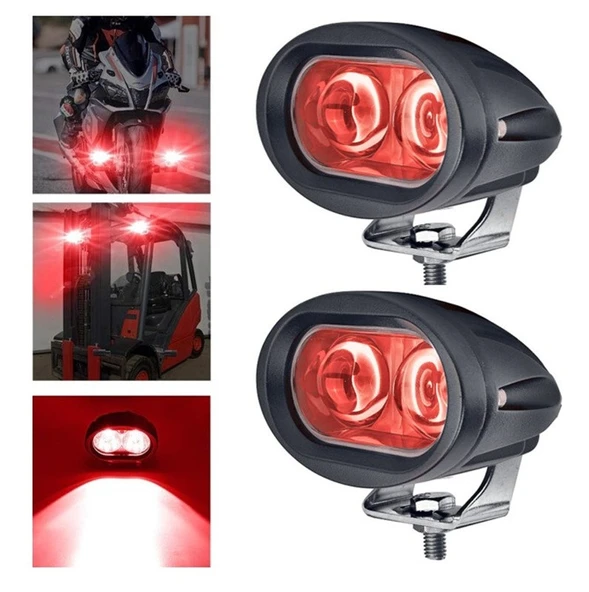 Motosiklet Forklift Atv Uyarı İz Lambası Mercekli Kırmızı Işık 12-80 Volt 2 Adet ürün görseli 1