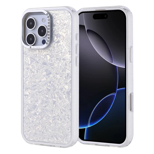 iPhone 16 Pro Max Kılıf Taşlı Tasarımlı Kapi Kapak - Resim 5