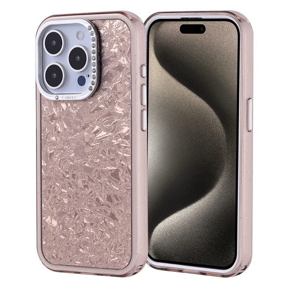iPhone 15 Pro Kılıf Taşlı Tasarımlı Kapi Kapak - Resim 4