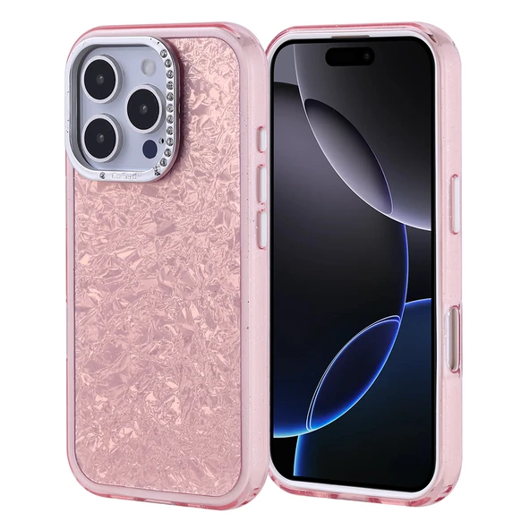 iPhone 16 Pro Kılıf Taşlı Tasarım Kapi Kapak - Resim 6