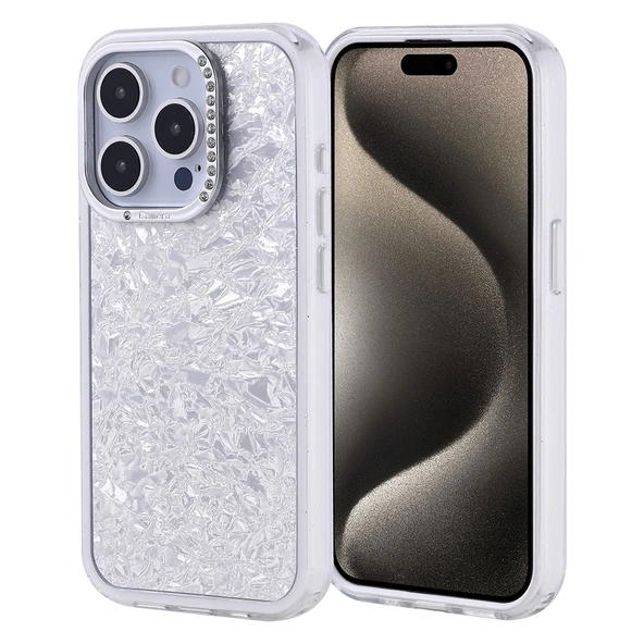 iPhone 15 Pro Kılıf Taşlı Tasarımlı Kapi Kapak - Resim 5