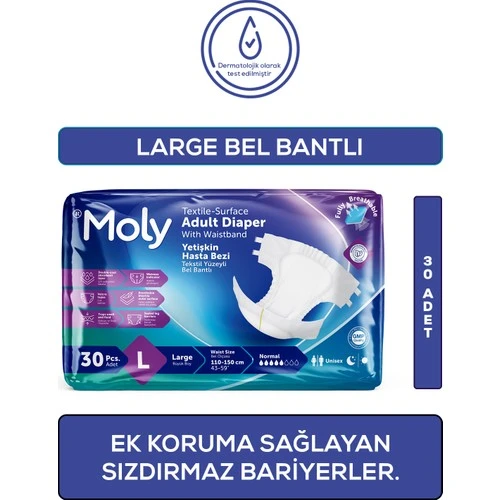 Moly Bel Bantlı Hasta Bezi Large 30'lu - Resim 2