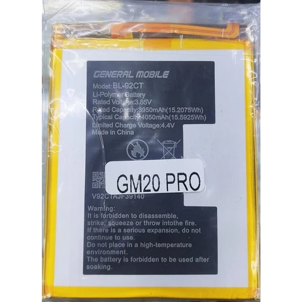 General Mobile Gm20 Pro Pil Batarya Bl-92Ct ürün görseli 1