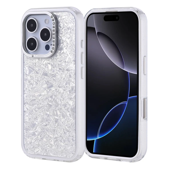 iPhone 16 Pro Kılıf Taşlı Tasarım Kapi Kapak - Resim 5