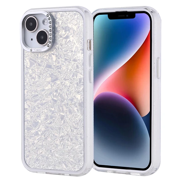 iPhone 14 Kılıf Taşlı Tasarımlı Kapi Kapak - Resim 5