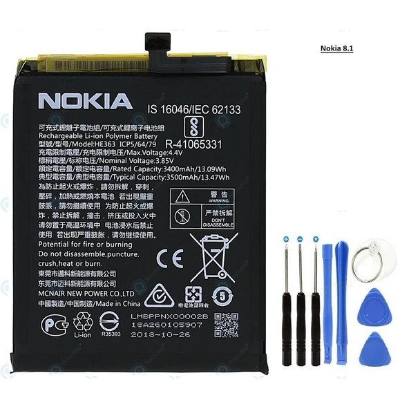 Nokia 8.1-X7 Batarya Pil Ta1119 He363 ve Tamir Seti ürün görseli 1