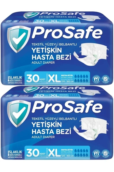 Prosafe Hasta Bezi Yetişkin Bel Bantlı Tekstil Yüzey XL-Extra Large Boy 60 Adet (2PK*30) ürün görseli 1