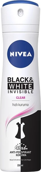 Nivea Men Invisible Black & White Clear 150 ml Kadın Deodorant ürün görseli 1