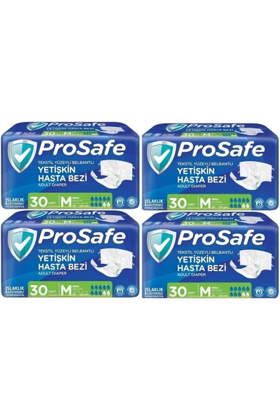 Prosafe Hasta Bezi Yetişkin Bel Bantlı Tekstil Yüzey M - Medium - Orta Boy 120 Adet (4PK*30) ürün görseli 1
