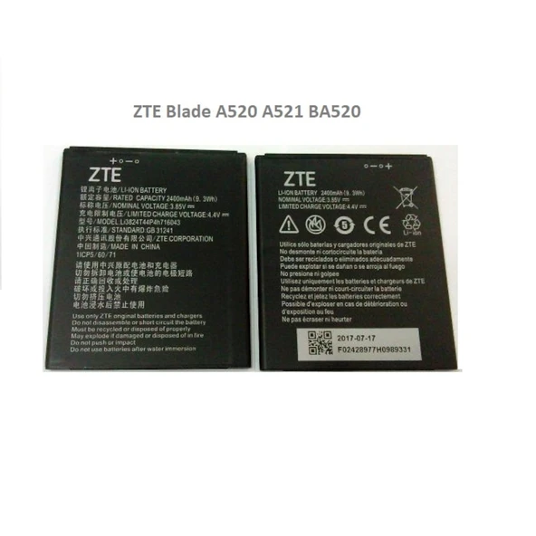 Zte Blade A520 A521 Ba520 Batarya Pil Li3824T44P4H716043 2400 Mah ürün görseli 1