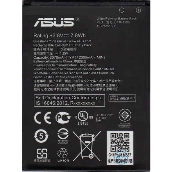 Asus Zenfone Live Go 3G G500Tg Z00Vd C11P1506 Batarya Pil ürün görseli 1